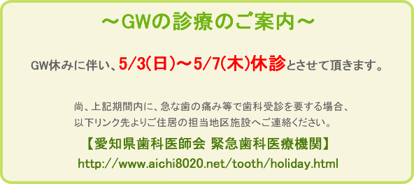 GW診療のご案内
